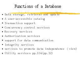 Functions of a Database