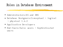 Roles in Database Environment