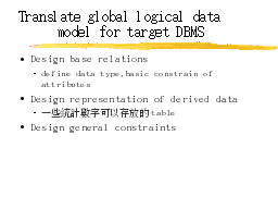 Translate global logical data model for targret DBMS