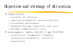 Objective and strategy of Allocation